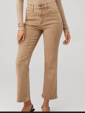 Pistola Lennon high rise cropped bootcut jeans Mink Snow washed beige 28 flawed